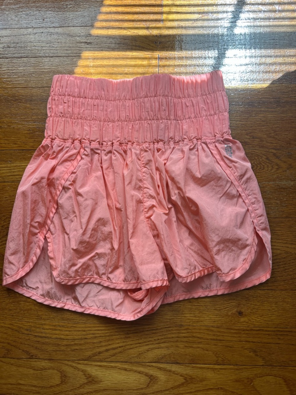 Free People Smocked Waist Coral Pink Lined shorts